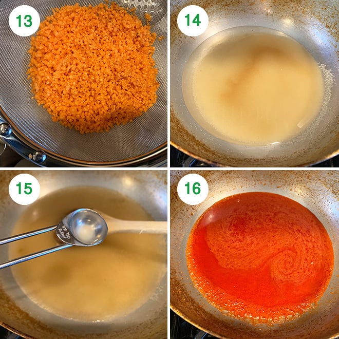 step by step picture collage of making motichoor ladoo at home