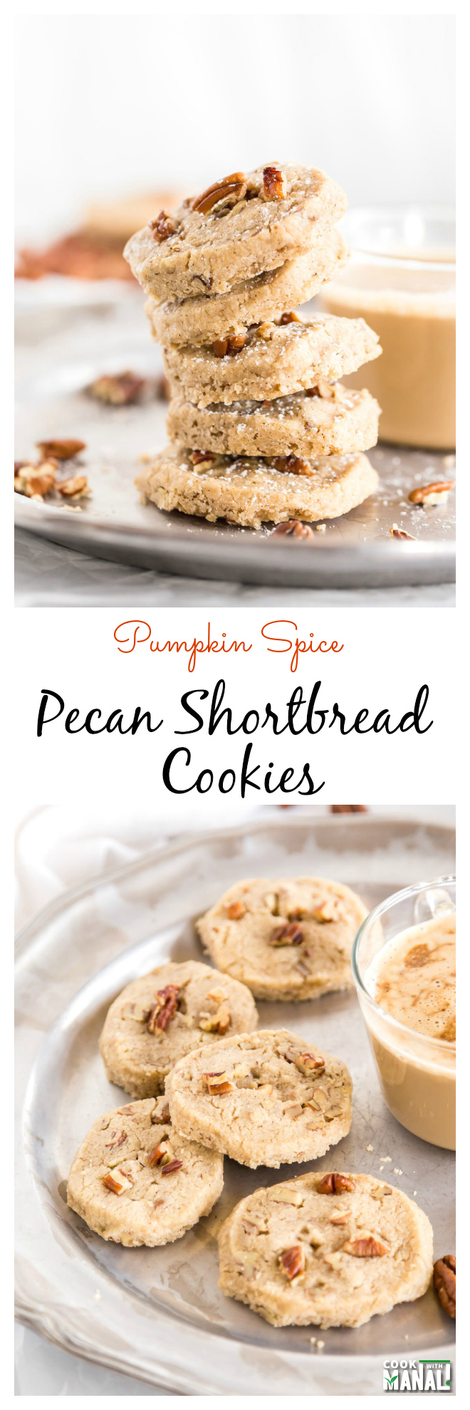 Pumpkin Spice Pecan Shortbread Cookies Collage