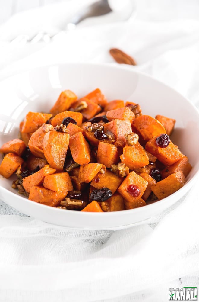 Brown Butter Sweet Potatoes with Maple Pecan & Cranberries