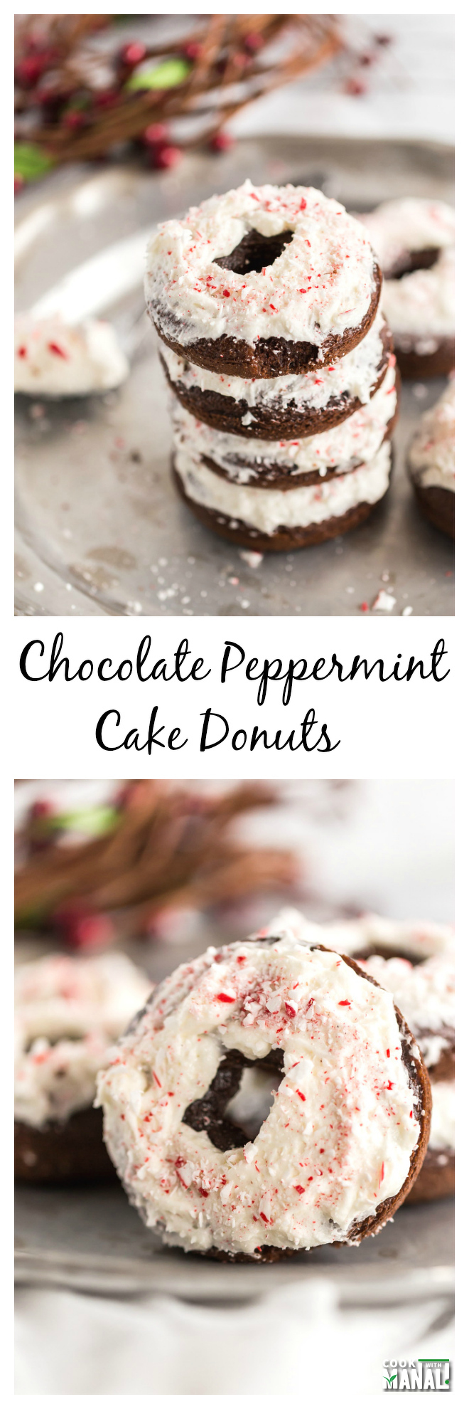 Chocolate Peppermint Cake Donuts Collage