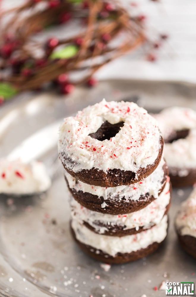 Chocolate Peppermint Cake Donuts