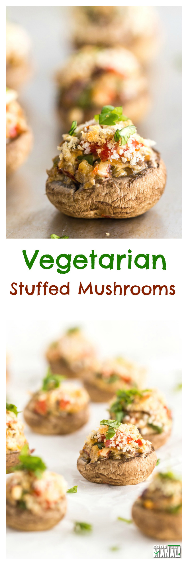 Vegetarian Stuffed Mushroom Collage