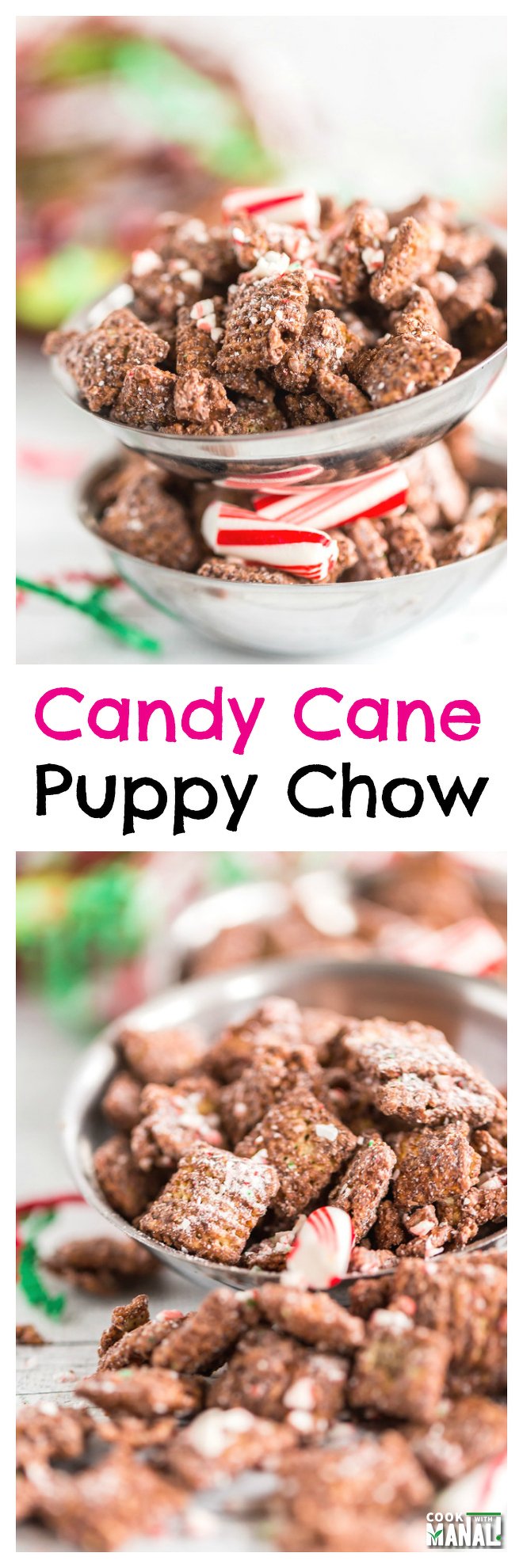 Candy Cane Puppy Chow Collage
