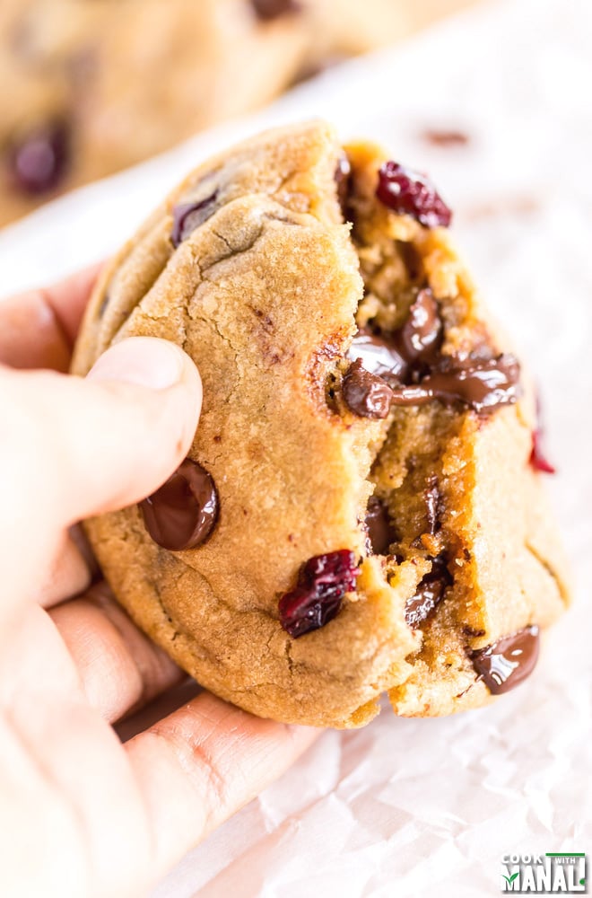 Dark Chocolate Chip Cranberry Cookies - Cook With Manali