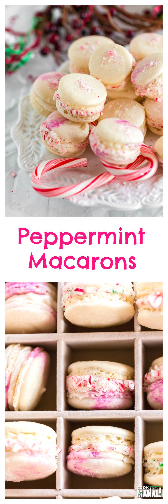 Peppermint Macarons Collage