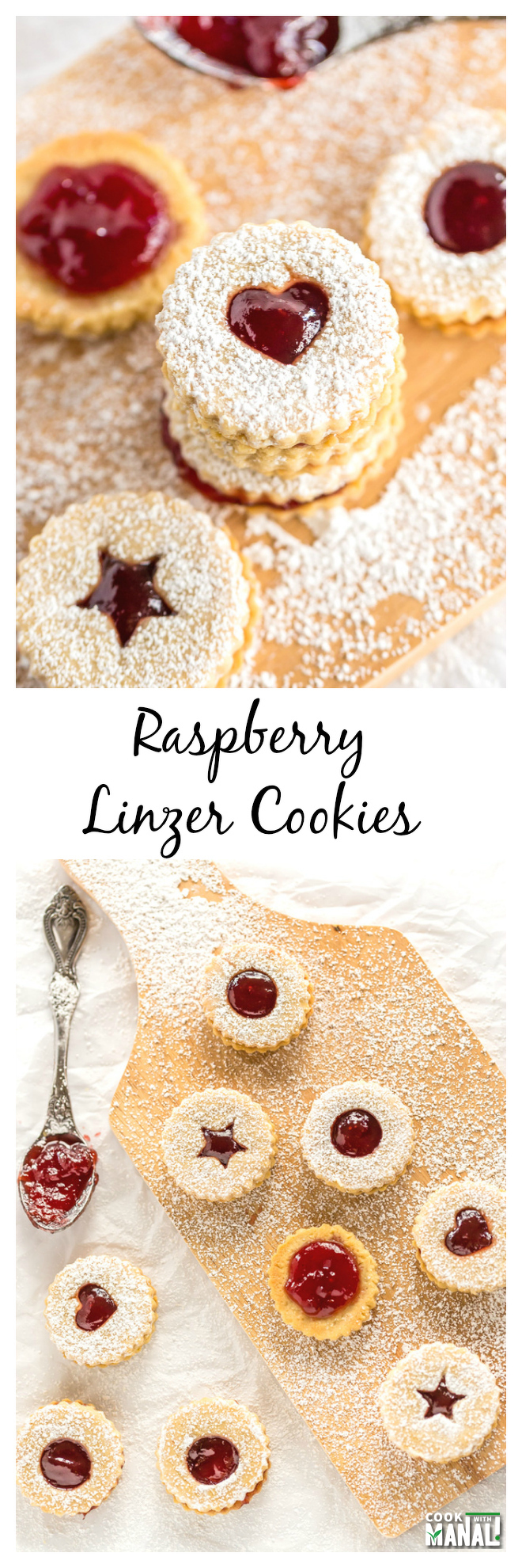 Raspberry Linzer Cookie Collage