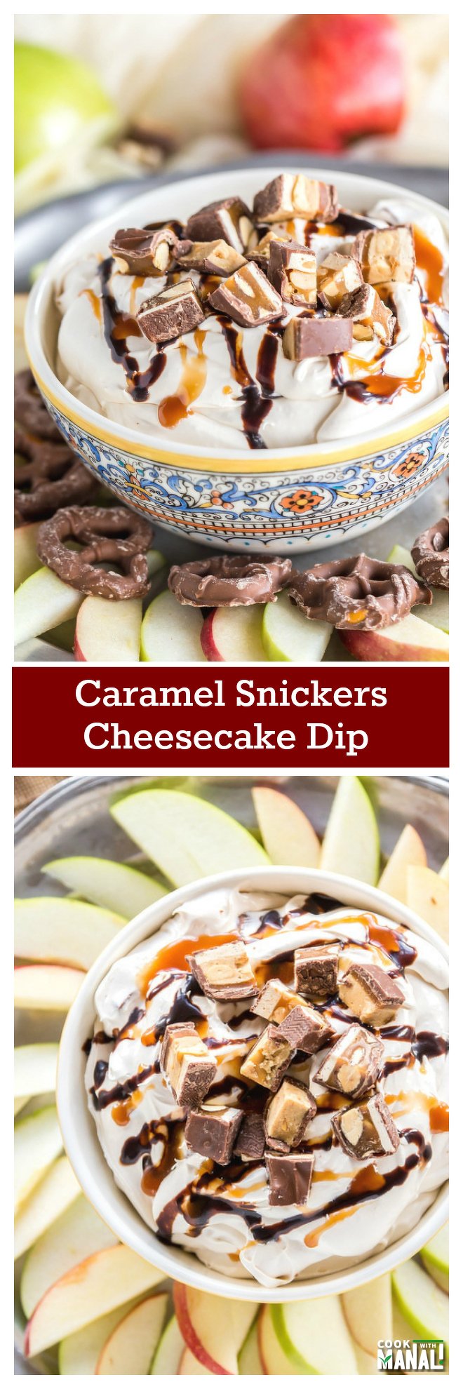 caramel-snickers-cheesecake-dip-collage