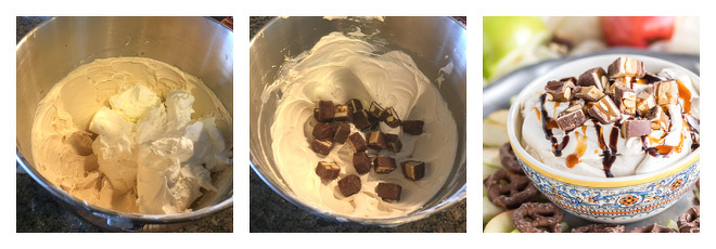 Caramel Snickers Cheesecake Dip Recipe-Step-2