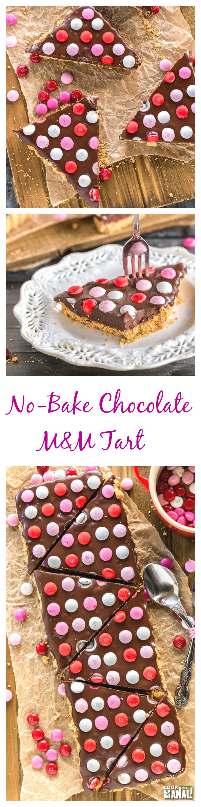 No-Bake Chocolate M&M Tart-Collage