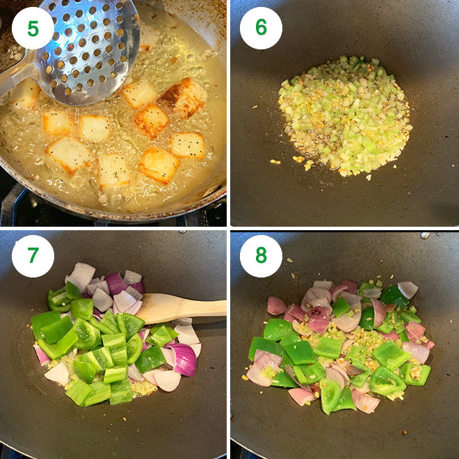step by step picture of making chilli paneer at home