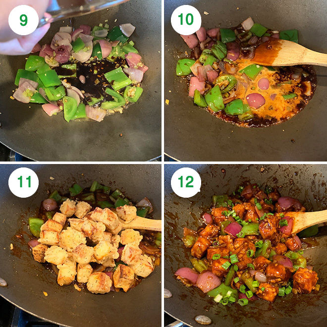 step by step picture of making chilli paneer at home