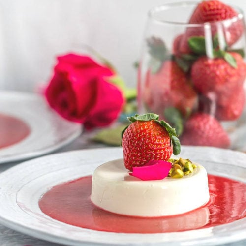Rose Strawberry Panna Cotta [Without Gelatin] Cook With Manali