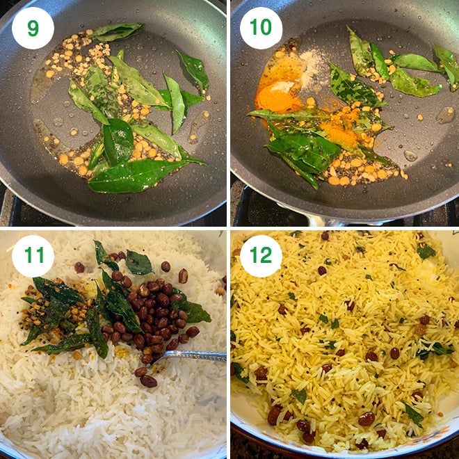 step by step picture collage of making lemon rice