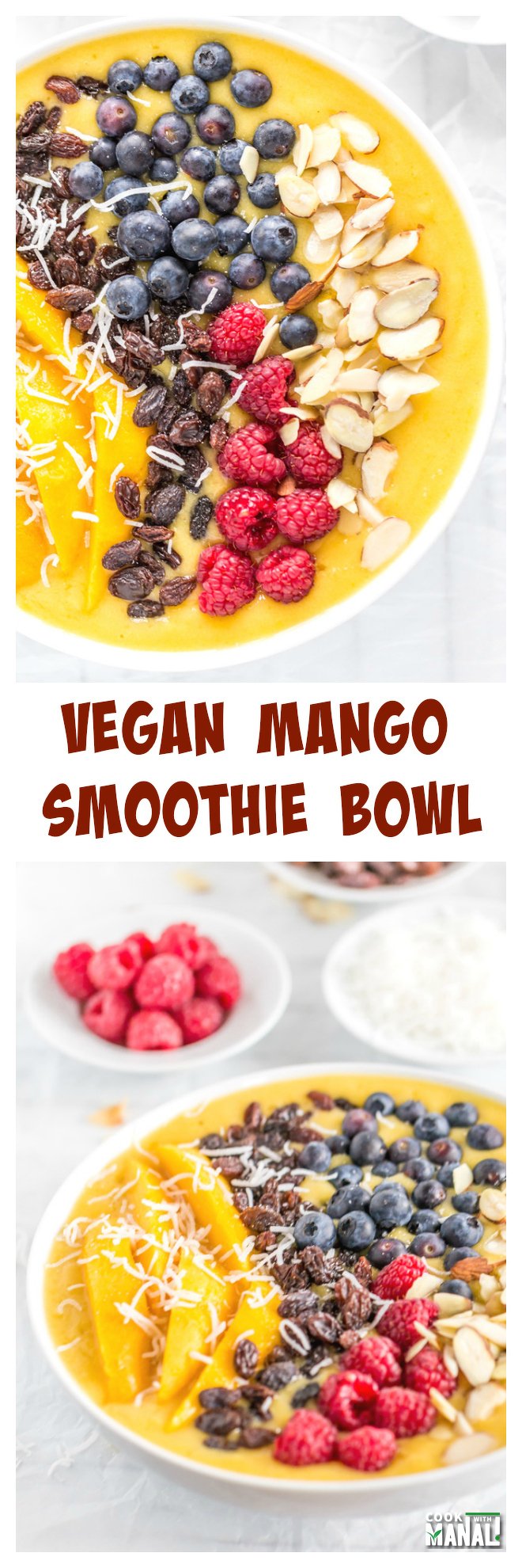 Vegan Mango Smoothie Bowl Collage