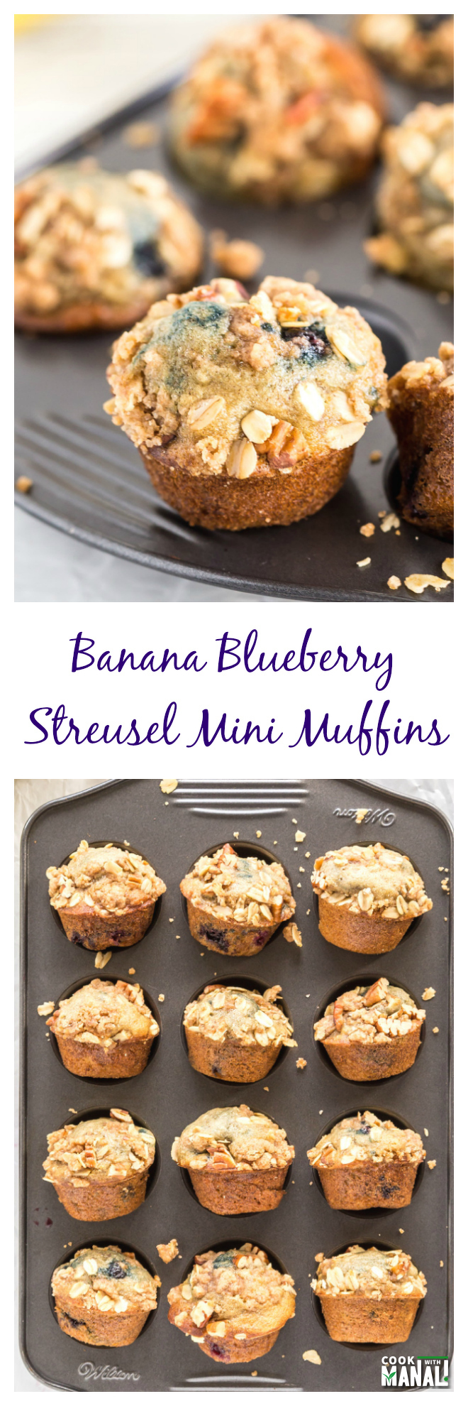Banana Blueberry Streusel Mini Muffins Collage-1