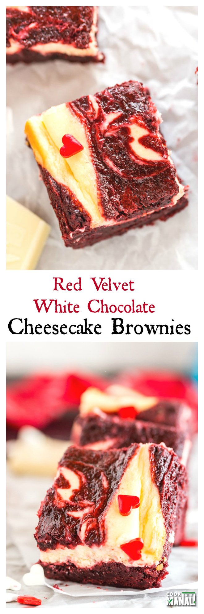 The brownie batter is red, tinted with red food coloring and a touch of white. Red Velvet Cheesecake Brownies . Red Velvet White Chocolate Cheesecake Brownies Cook With Manali