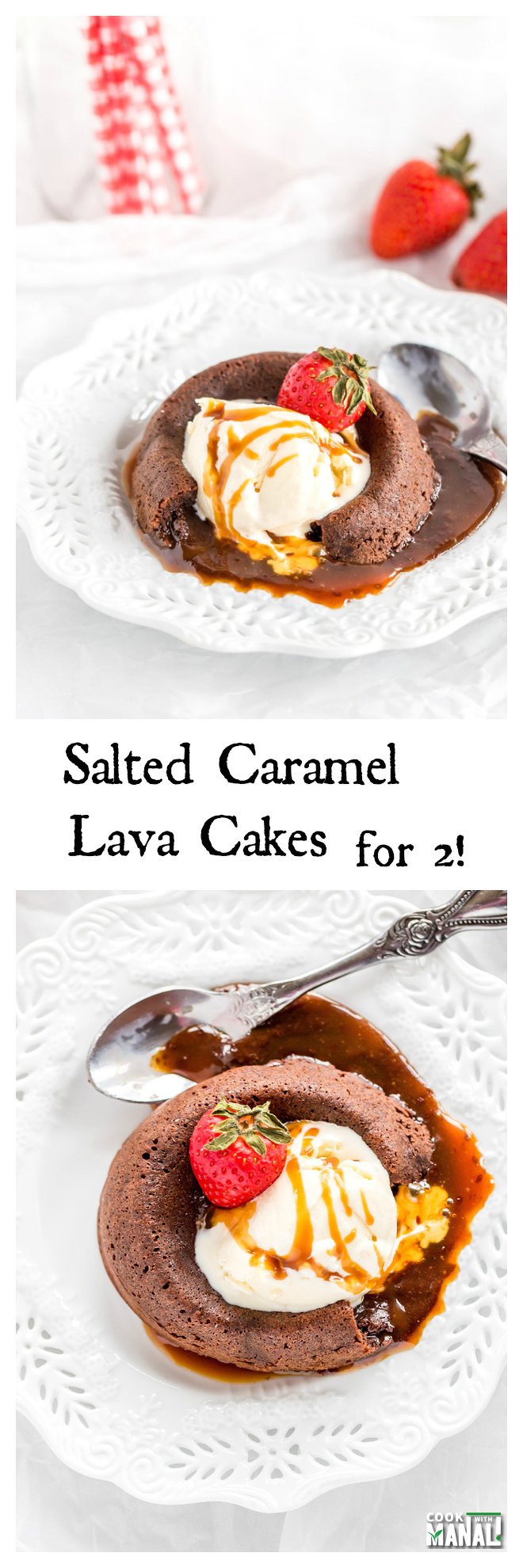 Salted Caramel Lava Cakes for 2-Collage