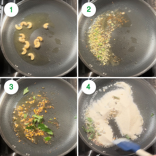 step by step picture collage of making rava idli