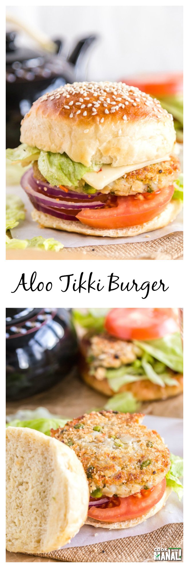 Aloo Tikki Burger Collage