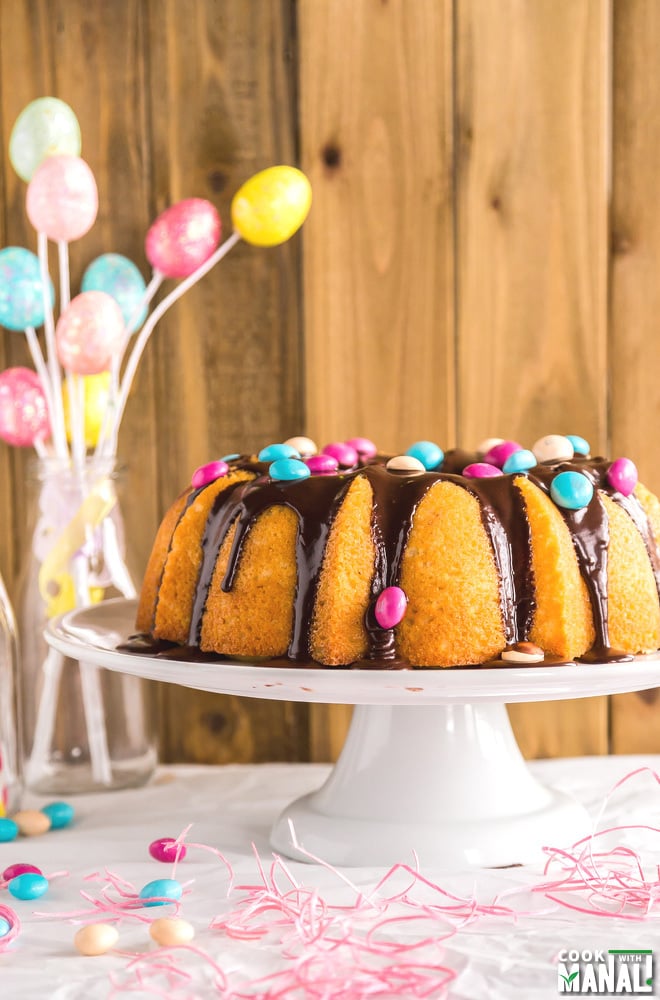 Easy Lemon Bundt Cake with Chocolate Glaze