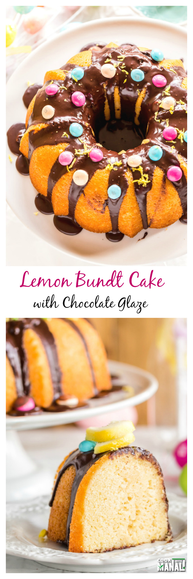 Lemon Bundt Cake with Chocolate Glaze Collage