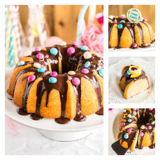 Lemon Bundt Cake with Chocolate Glaze for Easter