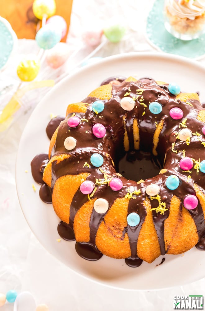 Lemon Bundt Cake with Chocolate Glaze