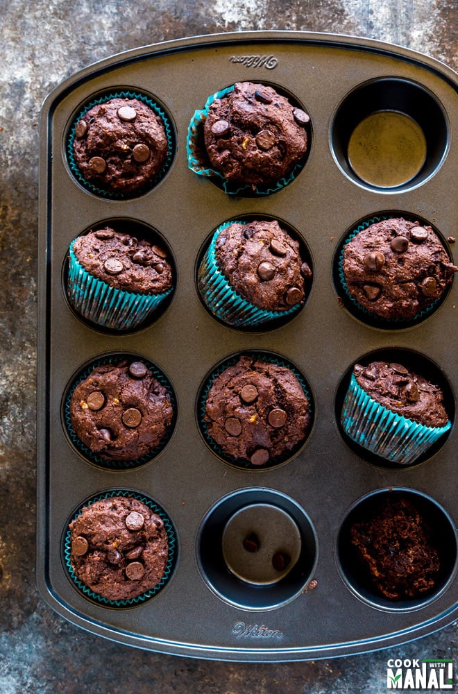 Whole Wheat Chocolate Banana Muffins