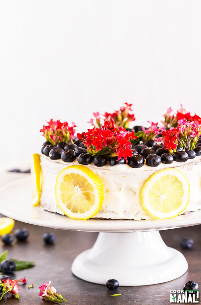 Eggless Blueberry Lemon Cake