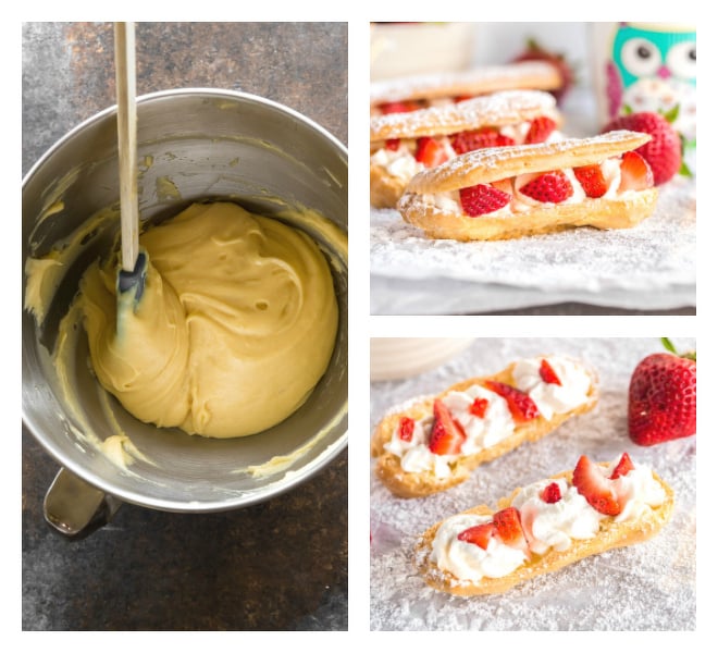 Strawberries and Cream Eclairs Collage