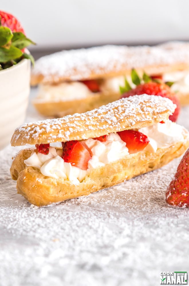 Strawberries and Cream Eclairs Recipe