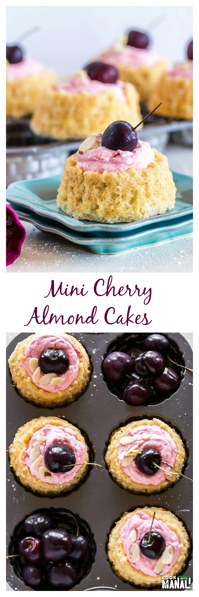 Mini Cherry Almond Cakes Collage