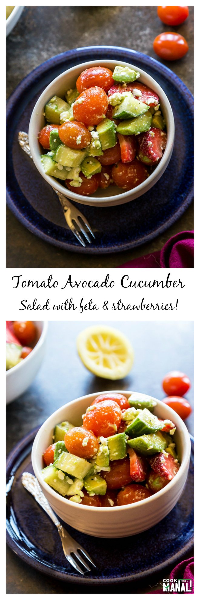 Tomato Avocado Cucumber Salad Collage