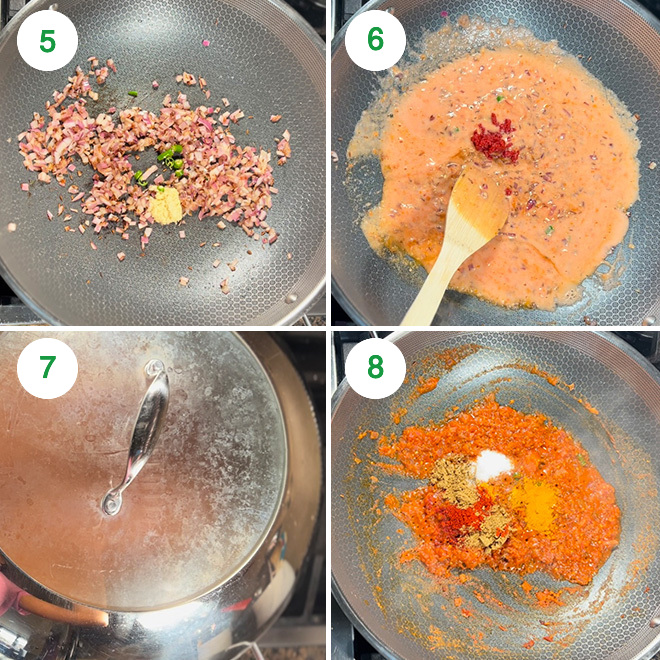 step by step picture collage of making aloo matar at home