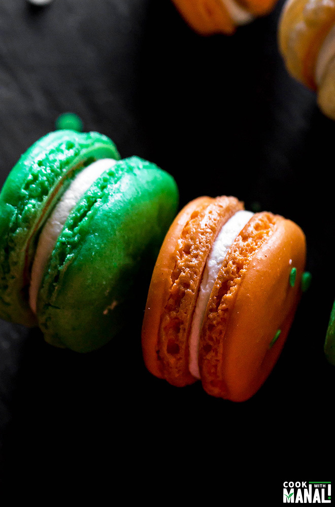 French Macarons in Indian Tricolor