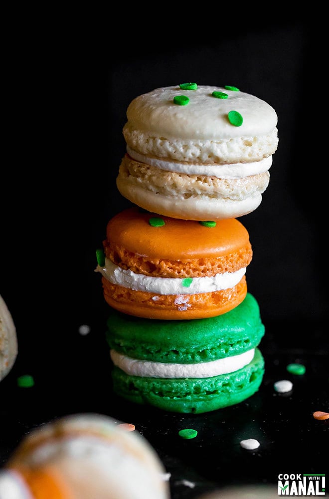 Indian Tricolor French Macarons