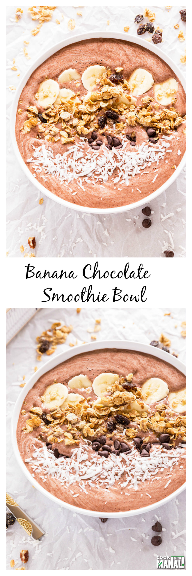 Banana Chocolate Smoothie Bowl Collage