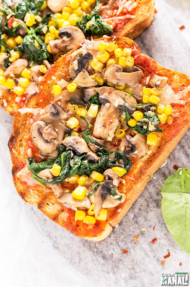 Spinach Corn Mushroom Toast