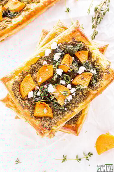 sweet potato pesto tart