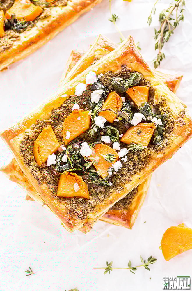 sweet potato pesto tart