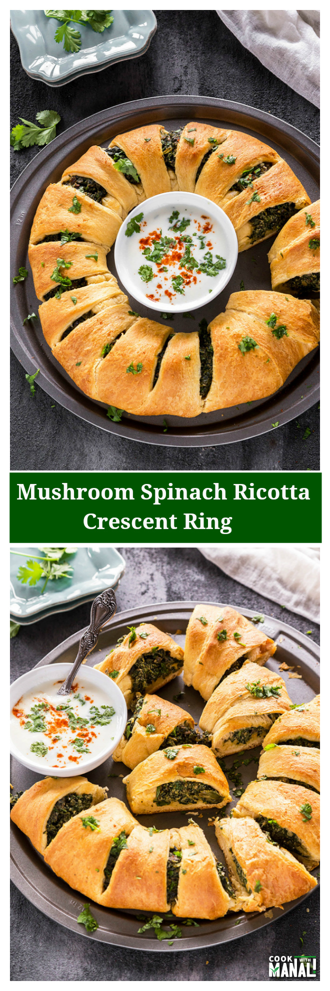 mushroom-spinach-ricotta-crescent-ring-collage