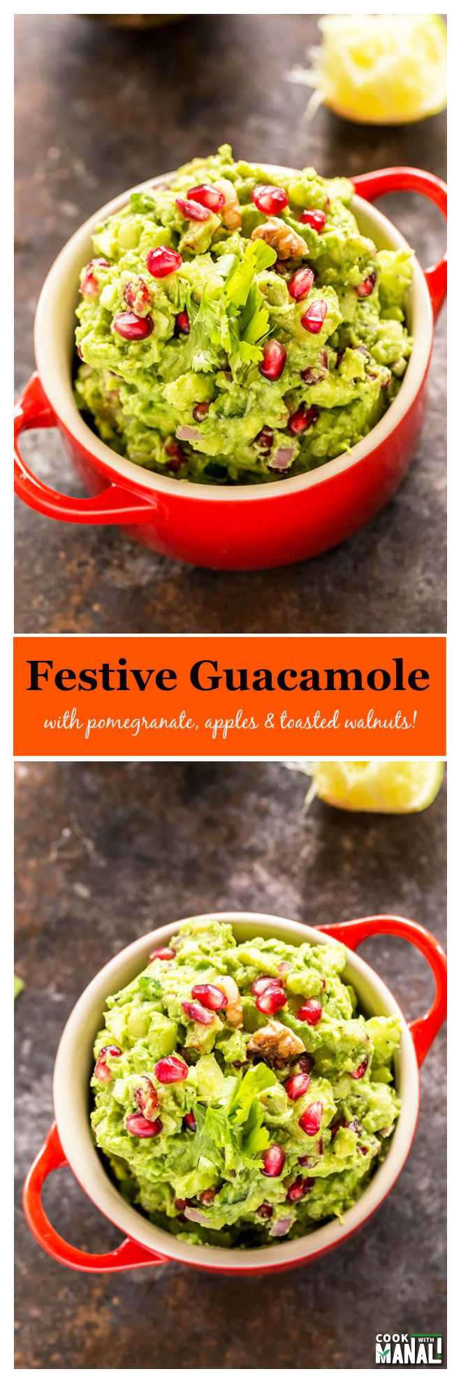 festive-guacamole-with-pomegranate-apples-collage