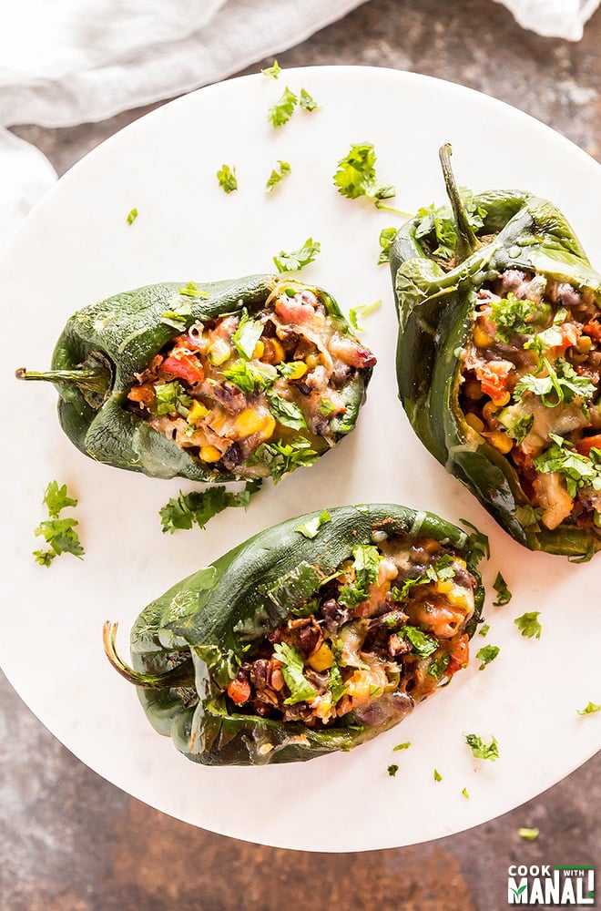 Vegetarian Stuffed Poblano Peppers