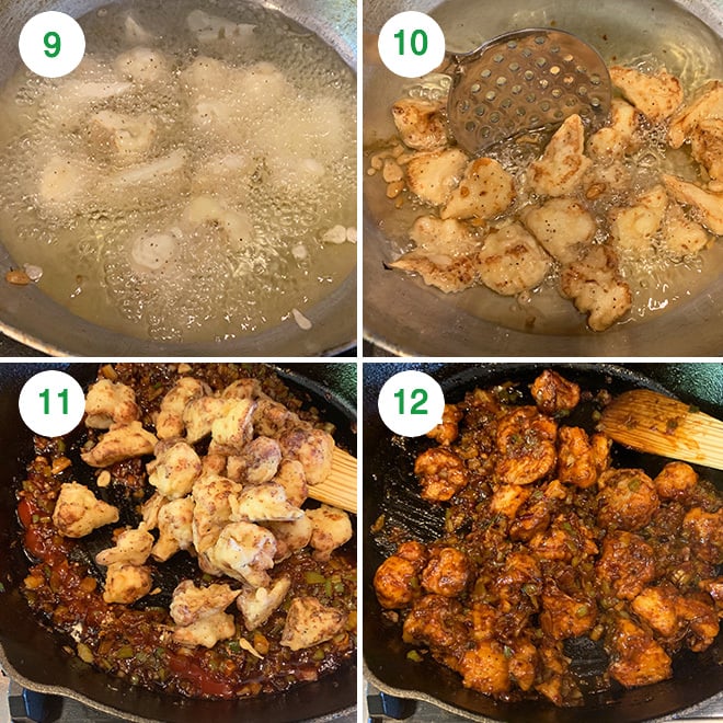 step by step picture collage of making gobi manchurian at home
