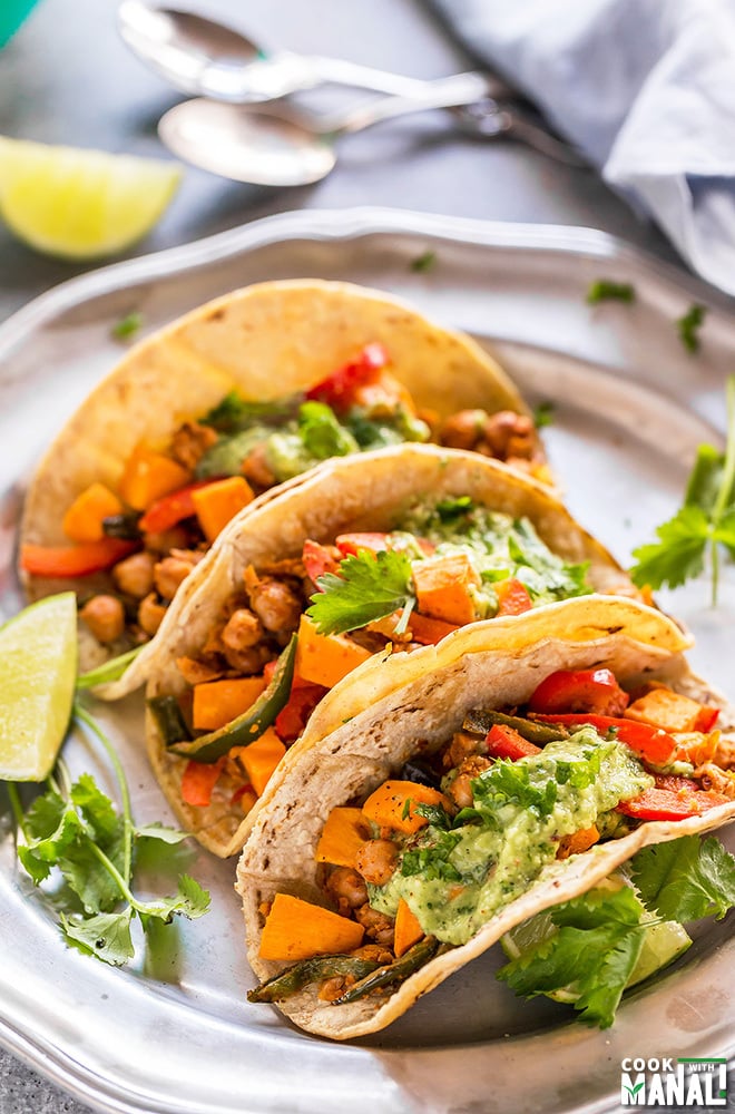 Chipotle Chickpea & Sweet Potato Tacos - Cook With Manali