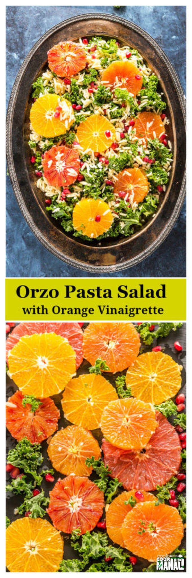 Orzo Pasta Salad with Kale, Pomegranate & Orange Vinaigrette Cook