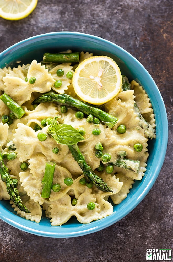 Spring Pasta in Basil Lemon Sauce