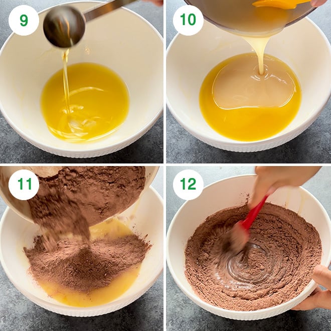 step by step picture collage of making eggless brownies at home