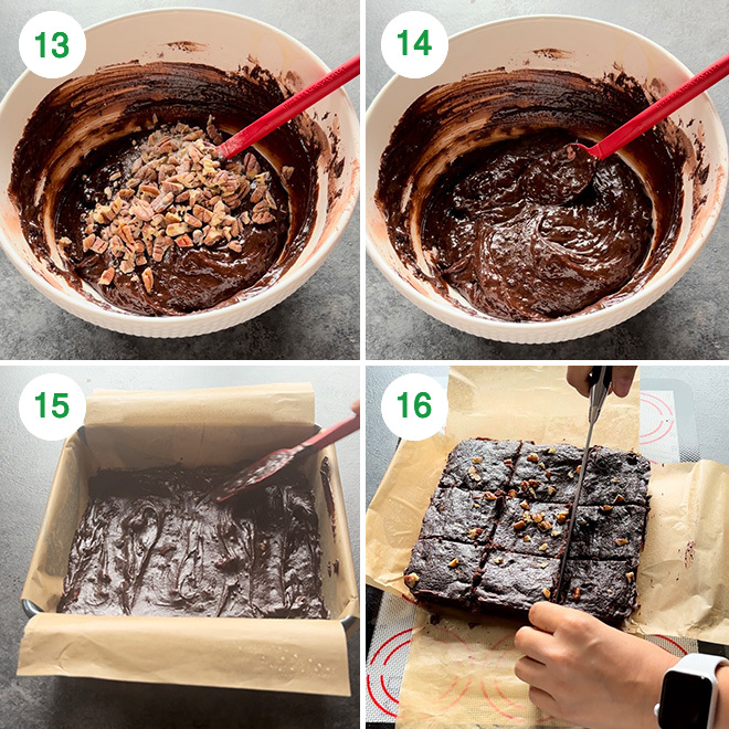 step by step picture collage of making eggless brownies at home
