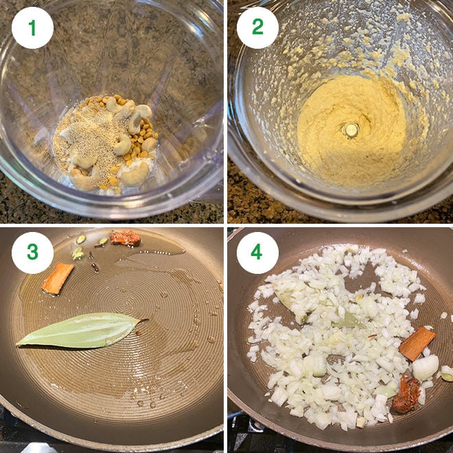 step by step picture collage of making veg kurma at home